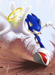 Size: 700x962 | Tagged: safe, artist:fullrings, sonic the hedgehog (sonic), hedgehog, mammal, anthro, sega, sonic the hedgehog (series), 2011, green eyes, male, quills, ring (sonic), solo, solo male