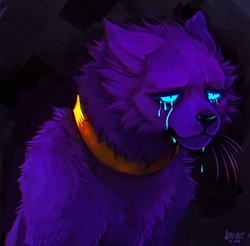Size: 600x591 | Tagged: safe, artist:falvie, canine, dog, mammal, feral, bust, collar, crying, portrait, simple background, solo