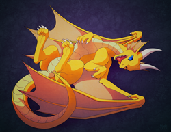 Size: 900x695 | Tagged: safe, artist:falvie, dragon, fictional species, reptile, scaled dragon, western dragon, feral, ambiguous gender, frill, horns, lying down, on back, simple background, solo, solo ambiguous, spread wings, webbed wings, wings