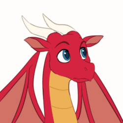 Size: 500x500 | Tagged: safe, artist:tuwka, dragon, fictional species, western dragon, feral, 1:1, 2d, 2d animation, ambiguous gender, animated, cute, frame by frame, front view, gif, looking at you, low res, red body, shy, simple background, solo, solo ambiguous, three-quarter view, tongue, tongue out, white background
