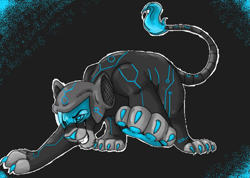 Size: 883x629 | Tagged: safe, artist:darkninjapoptart, oc, oc only, big cat, feline, lion, mammal, feral, disney, the lion king, tron, ambiguous gender, crossover, cyberpunk, futuristic, solo, solo ambiguous