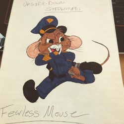 Size: 894x894 | Tagged: safe, artist:the lone rodent, oc, oc:fearless mouse, mammal, mouse, rodent, anthro, 2d, character sheet, irl, male, photo, photographed artwork, solo, solo male, traditional art