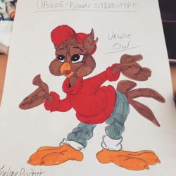 Size: 894x894 | Tagged: safe, artist:the lone rodent, oc, oc:unwise owl, bird, bird of prey, owl, anthro, 2d, character sheet, irl, male, photo, photographed artwork, solo, solo male, traditional art