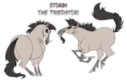 Size: 375x250 | Tagged: safe, artist:the lone rodent, oc, oc:storm the predator, equine, horse, mammal, feral, 2d, character sheet, low res, male, simple background, solo, solo male, stallion, ungulate, white background