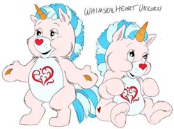 Size: 472x350 | Tagged: safe, artist:the lone rodent, oc, oc:whimsical heart unicorn, equine, fictional species, mammal, unicorn, semi-anthro, care bears, 2d, character sheet, cute, female, low res, simple background, solo, solo female, white background