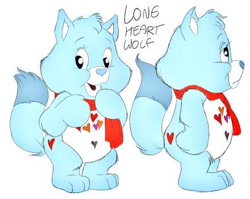 Size: 440x350 | Tagged: safe, artist:the lone rodent, oc, oc:lone heart wolf, canine, mammal, wolf, semi-anthro, care bears, 2d, character sheet, cute, female, low res, simple background, solo, solo female, white background