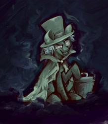 Size: 2849x3271 | Tagged: safe, artist:th3ipodm0n, oc, oc only, fictional species, ghost, undead, feral, semi-anthro, ambiguous gender, cape, clothes, high res, solo, solo ambiguous, top hat