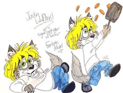 Size: 462x350 | Tagged: safe, artist:the lone rodent, oc, oc:justin wolfhard, canine, mammal, wolf, anthro, 2d, character sheet, low res, male, simple background, solo, solo male, traditional art, white background
