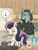 Size: 1536x2048 | Tagged: safe, artist:catscratchpaper, bon bon (mlp), lyra heartstrings (mlp), earth pony, equine, fictional species, mammal, pony, unicorn, feral, friendship is magic, hasbro, my little pony, bone, cooking, duo, duo female, female, hands, human lovers, mare, oh no, skeleton, sneaky, this will end in pain, this will not end well