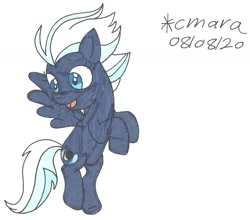 Size: 1102x971 | Tagged: safe, artist:cmara, night glider (mlp), equine, fictional species, mammal, pegasus, pony, feral, friendship is magic, hasbro, my little pony, female, flying, hooves, mare, open mouth, raised hoof, simple background, solo, solo female, traditional art, white background