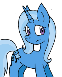 Size: 535x664 | Tagged: safe, artist:cmara, trixie (mlp), equine, fictional species, mammal, pony, unicorn, feral, friendship is magic, hasbro, my little pony, female, mare, not sure if want, simple background, solo, solo female, unsure, white background