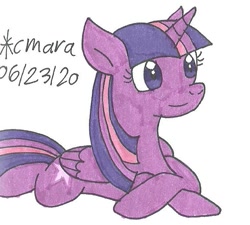 Size: 661x596 | Tagged: safe, artist:cmara, twilight sparkle (mlp), alicorn, equine, fictional species, mammal, pony, feral, friendship is magic, hasbro, my little pony, cute, female, mare, simple background, solo, solo female, traditional art, white background