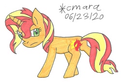 Size: 1075x728 | Tagged: safe, artist:cmara, sunset shimmer (mlp), equine, fictional species, mammal, pony, unicorn, feral, friendship is magic, hasbro, my little pony, badass, female, looking at you, mare, solo, solo female, traditional art