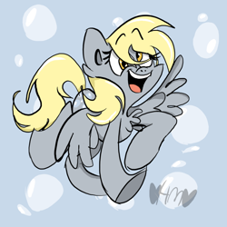 Size: 800x800 | Tagged: safe, artist:mirabuncupcakes15, derpy hooves (mlp), equine, fictional species, mammal, pegasus, pony, feral, friendship is magic, hasbro, my little pony, female, mare, smiling, solo, solo female