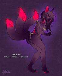 Size: 600x737 | Tagged: safe, artist:falvie, canine, fictional species, fox, kitsune, mammal, anthro, female, fur, multiple tails, simple background, solo, solo female, tail, vixen