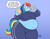 Size: 1155x892 | Tagged: suggestive, artist:nekocrispy, rainbow dash (mlp), equine, fictional species, mammal, pegasus, pony, anthro, comic:competitive weight gaining, friendship is magic, hasbro, my little pony, anthrofied, big belly, eating, fat, female, obese, track suit, weight gain