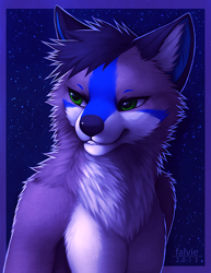 Size: 600x777 | Tagged: safe, artist:falvie, canine, mammal, anthro, ambiguous gender, bust, night, night sky, portrait, scenery, sky, solo, solo ambiguous, stars