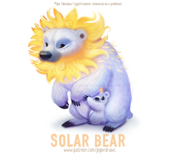 Size: 700x609 | Tagged: safe, artist:cryptid-creations, bear, mammal, polar bear, feral, ambiguous gender, cub, cute, duo, duo ambiguous, pun, simple background, sun, visual pun, white background, young