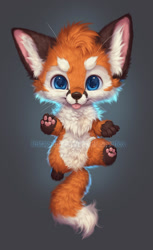 Size: 414x676 | Tagged: safe, artist:silverfox5213, oc, oc only, oc:silver (silverfox5213), canine, fox, mammal, red fox, feral, 2020, abstract background, ambiguous gender, beanbrows, blep, blue eyes, brown body, brown fur, cheek fluff, chest fluff, chibi, colored pupils, digital art, ear fluff, fluff, front view, fur, hair, looking at you, obtrusive watermark, orange body, orange fur, orange hair, paw pads, paws, socks (leg marking), tail, tongue, tongue out, watermark, whiskers, white body, white fur