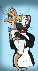 Size: 357x665 | Tagged: safe, artist:welcometaco, lopin (out-of-placers), fictional species, mammal, mustelid, stoat, weasel, yinglet, anthro, the out-of-placers, low res