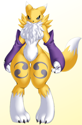 Size: 3556x5460 | Tagged: safe, artist:kreativekailyn, fictional species, renamon, anthro, digimon, breasts, female, solo, solo female