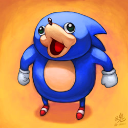 Size: 2308x2308 | Tagged: safe, artist:ry-spirit, sonic the hedgehog (sonic), hedgehog, mammal, anthro, cc by-nc-nd, creative commons, sega, sonic the hedgehog (series), 2018, high res, male, meme, quills, solo, solo male, ugandan knuckles