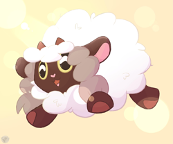 Size: 2427x2018 | Tagged: safe, artist:chaosllama, bovid, caprine, fictional species, mammal, sheep, wooloo, feral, nintendo, pokémon, ambiguous gender, high res, hooves, horns, open mouth, smiling, solo, solo ambiguous