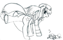 Size: 1110x702 | Tagged: safe, artist:kohdok, hong meiling (touhou), earth pony, equine, fictional species, mammal, pony, feral, friendship is magic, hasbro, my little pony, touhou, bucking, crossover, female, kicking, mare, monochrome, ponified, sketch, sleeping, solo, solo female