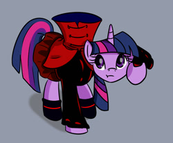 Size: 1200x993 | Tagged: safe, artist:yukkuripalehorse, sekibanki (touhou), twilight sparkle (mlp), dullahan, equine, fictional species, mammal, pony, unicorn, feral, friendship is magic, hasbro, my little pony, touhou, bottomwear, clothes, cosplay, crossover, disembodied head, female, headless, mare, race swap, skirt, solo, solo female