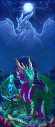 Size: 656x1500 | Tagged: safe, artist:hornedfreak, ysera (wow), oc, dragon, fictional species, feral, blizzard entertainment, world of warcraft, crying, duo, duo female, female