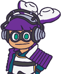 Size: 430x523 | Tagged: safe, artist:32232232, animal humanoid, fictional species, inkling, mammal, mollusk, squid, humanoid, nintendo, splatoon, bust, clothes, headphones, looking at you, low res, male, simple background, solo, solo male, tentacle hair, tentacles, transparent background