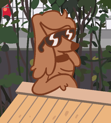 Size: 500x550 | Tagged: safe, artist:32232232, canine, dog, mammal, anthro, ambiguous gender, collar, cool, glasses, plant, solo, solo ambiguous, sunglasses