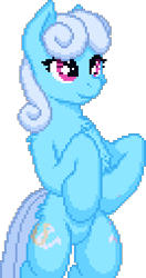Size: 201x381 | Tagged: safe, alternate version, artist:zeka10000, linky (mlp), earth pony, equine, fictional species, mammal, pony, feral, friendship is magic, hasbro, my little pony, bipedal, chest fluff, cute, female, fluff, low res, pixel art, simple background, solo, solo female, standing, transparent background