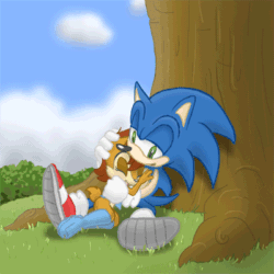 Size: 400x400 | Tagged: safe, artist:e-122-psi, princess sally acorn (sonic), sonic the hedgehog (sonic), chipmunk, hedgehog, mammal, rodent, anthro, plantigrade anthro, archie sonic the hedgehog, sega, sonic the hedgehog (series), 2010, 2d, 2d animation, animated, female, low res, male, male/female, quills, sonally (sonic)