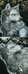 Size: 450x1200 | Tagged: safe, artist:falvie, canine, mammal, wolf, feral, ambiguous gender, fur, simple background, solo, solo ambiguous