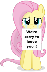 Size: 3000x4636 | Tagged: safe, artist:keronianniroro, fluttershy (mlp), equine, fictional species, mammal, pegasus, pony, feral, friendship is magic, hasbro, my little pony, 2020, crying, female, hair, high res, looking at you, mane, mare, on model, pink hair, pink mane, sad, sign, simple background, solo, solo female, tail, teary eyes, transparent background, vector