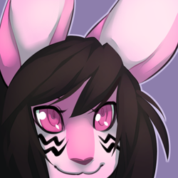 Size: 400x400 | Tagged: safe, artist:fetalstar, oc, oc only, lagomorph, mammal, rabbit, ambiguous form, 1:1, female, low res, pink eyes, smiling, solo, solo female