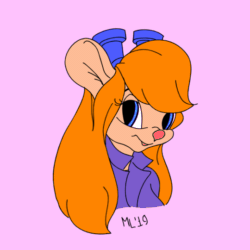 Size: 540x540 | Tagged: safe, artist:moonlynxx, gadget hackwrench (chip 'n dale: rescue rangers), mammal, mouse, rodent, anthro, chip 'n dale: rescue rangers, disney, 2d, 2d animation, animated, bust, female, frame by frame, gif, one eye closed, pink background, simple background, solo, solo female, winking