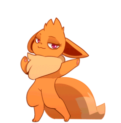 Size: 800x811 | Tagged: safe, artist:etya, eevee, eeveelution, fictional species, mammal, semi-anthro, nintendo, pokémon, 2d, 2d animation, a hat in time, animated, crossover, dancing, female, frame by frame, gif, looking at you, simple background, smug, solo, solo female, transparent background