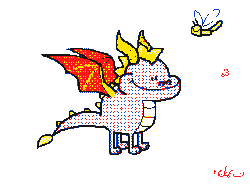 Size: 320x240 | Tagged: safe, artist:kéké, sparx (spyro), spyro the dragon (spyro), dragon, fictional species, western dragon, feral, flipnote studio, nintendo, spyro the dragon (series), 2d, 2d animation, animated, duo, duo male, frame by frame, front view, gif, low res, male, males only, three-quarter view