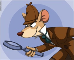 Size: 800x650 | Tagged: safe, artist:verona7881, basil (the great mouse detective), mammal, mouse, rodent, anthro, disney, the great mouse detective, 2d, detective, magnifying glass, male, murine, solo, solo male