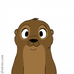 Size: 1181x1181 | Tagged: safe, artist:nik raccoom, oc, oc only, oc:felix (nik raccoom), mammal, mustelid, otter, semi-anthro, 2020, 2d, 2d animation, animated, brown body, brown fur, frame by frame, front view, fur, gif, grin, male, pun, reaction image, simple background, solo, solo male, thumbs up, white background