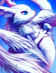 Size: 600x776 | Tagged: safe, artist:falvie, dragon, eastern dragon, fictional species, furred dragon, feral, ambiguous gender, feathered wings, feathers, simple background, solo, solo ambiguous, wings