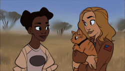Size: 800x450 | Tagged: safe, artist:willow-s-linda, big cat, black panther, cat, feline, human, mammal, feral, 2d, 2d animation, ambiguous gender, animated, cub, cute, day, female, frame by frame, gif, group, kitten, outdoors, savanna, tree, young