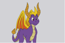 Size: 1600x1067 | Tagged: safe, artist:lifefantasyx, spyro the dragon (spyro), dragon, fictional species, western dragon, feral, spyro the dragon (series), 2d, 2d animation, animated, frame by frame, gif, gray background, male, purple scales, scales, simple background, solo, solo male