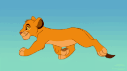 Size: 1920x1080 | Tagged: safe, artist:lifefantasyx, simba (the lion king), big cat, feline, lion, mammal, feral, disney, the lion king, 2019, 2d, 2d animation, animated, cub, frame by frame, fur, gif, gradient background, male, on model, paw pads, paws, side view, smiling, solo, solo male, walk cycle, walking, yellow body, yellow fur, young
