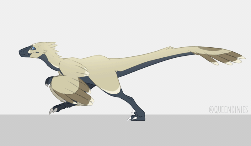 56826 - safe, artist:gabichan00, deinonychus, dinosaur, raptor, theropod,  feral, 2d, 2d animation, ambiguous gender, animated, feathers, frame by  frame, gif, run cycle, running, side view, solo, solo ambiguous - Furbooru