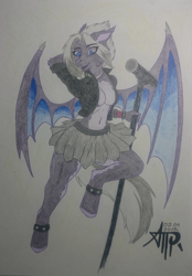 Size: 1920x2756 | Tagged: suggestive, artist:108-zeroforce, oc, oc only, oc:sask de roge moor, bat pony, equine, fictional species, mammal, pony, anthro, friendship is magic, hasbro, my little pony, 2019, anthrofied, bat wings, female, mare, simple background, solo, solo female, webbed wings, white background, wings