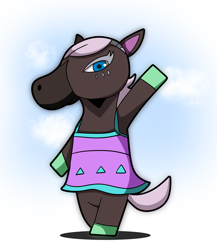 Size: 1805x2076 | Tagged: safe, artist:雪奈, reneigh (animal crossing), equine, horse, mammal, anthro, animal crossing, animal crossing: new horizons, nintendo, 2020, female, mare, solo, solo female, ungulate