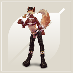 Size: 2000x2000 | Tagged: safe, alternate version, artist:qr-code, oc, oc only, canine, fox, mammal, anthro, digitigrade anthro, cc by-nc, creative commons, abstract background, bondage, boots, clothes, eyes closed, fangs, female, gagged, gloves, hat, high res, jacket, latex, latex boots, latex gloves, latex suit, open mouth, sharp teeth, shoes, smiling, solo, solo female, tail, tail wraps, teeth, tongue, tongue out, topwear, vixen, white border, wraps